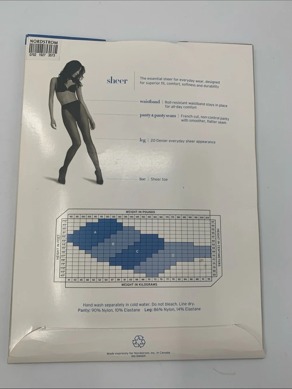 NWT Sheer French Black Cut Sheer Toe Tights - Size C